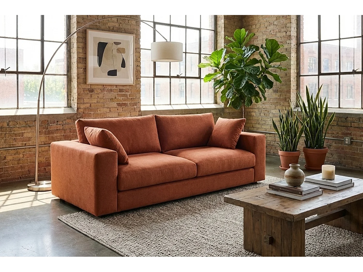 Sofa - Braun Flachgewebe - AMINA