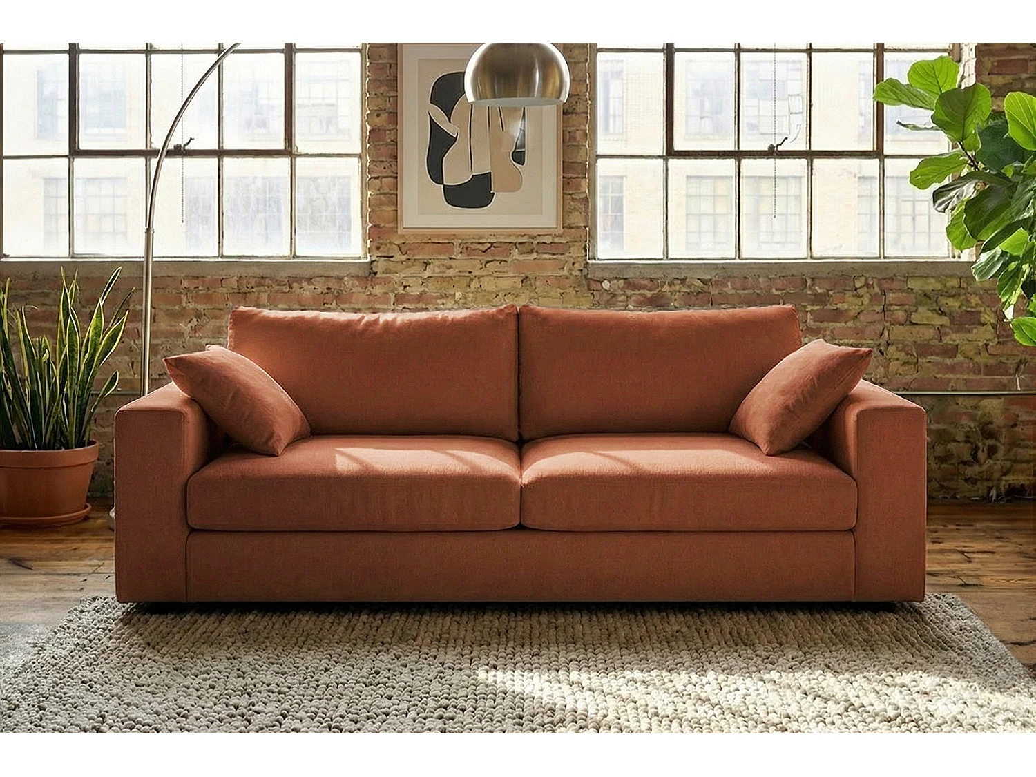 Sofa - Braun Flachgewebe - AMINA