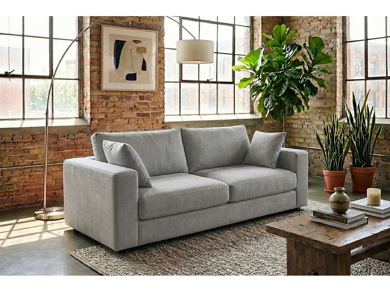 Sofa - Taupe Flachgewebe - AMINA