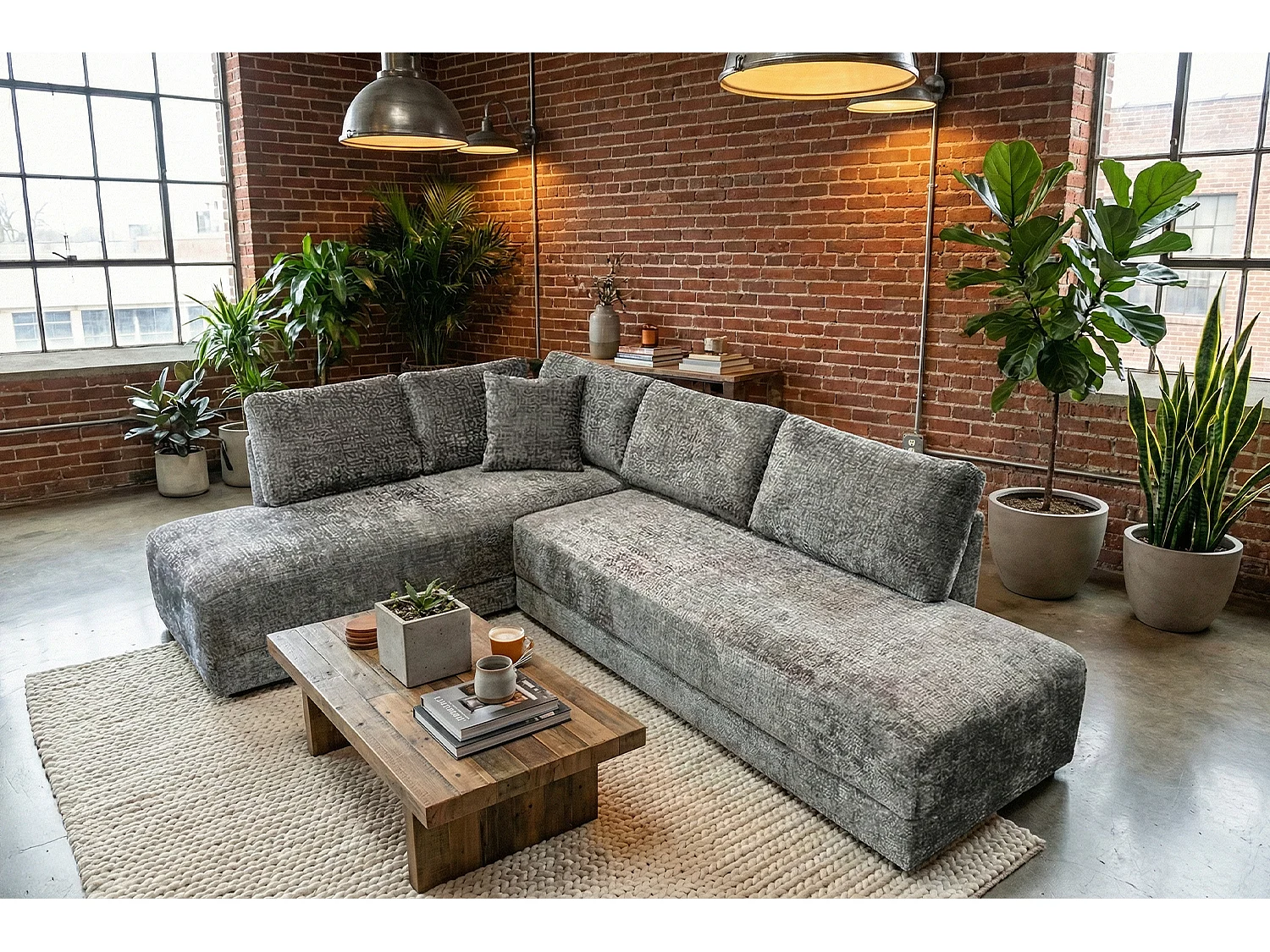 Schlafsofa - Grau Flachgewebe - SADIRA