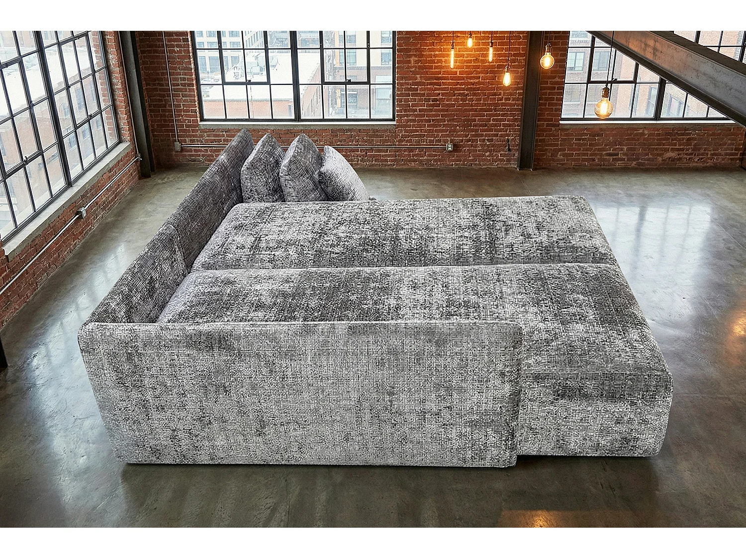 Schlafsofa - Grau Flachgewebe - SADIRA