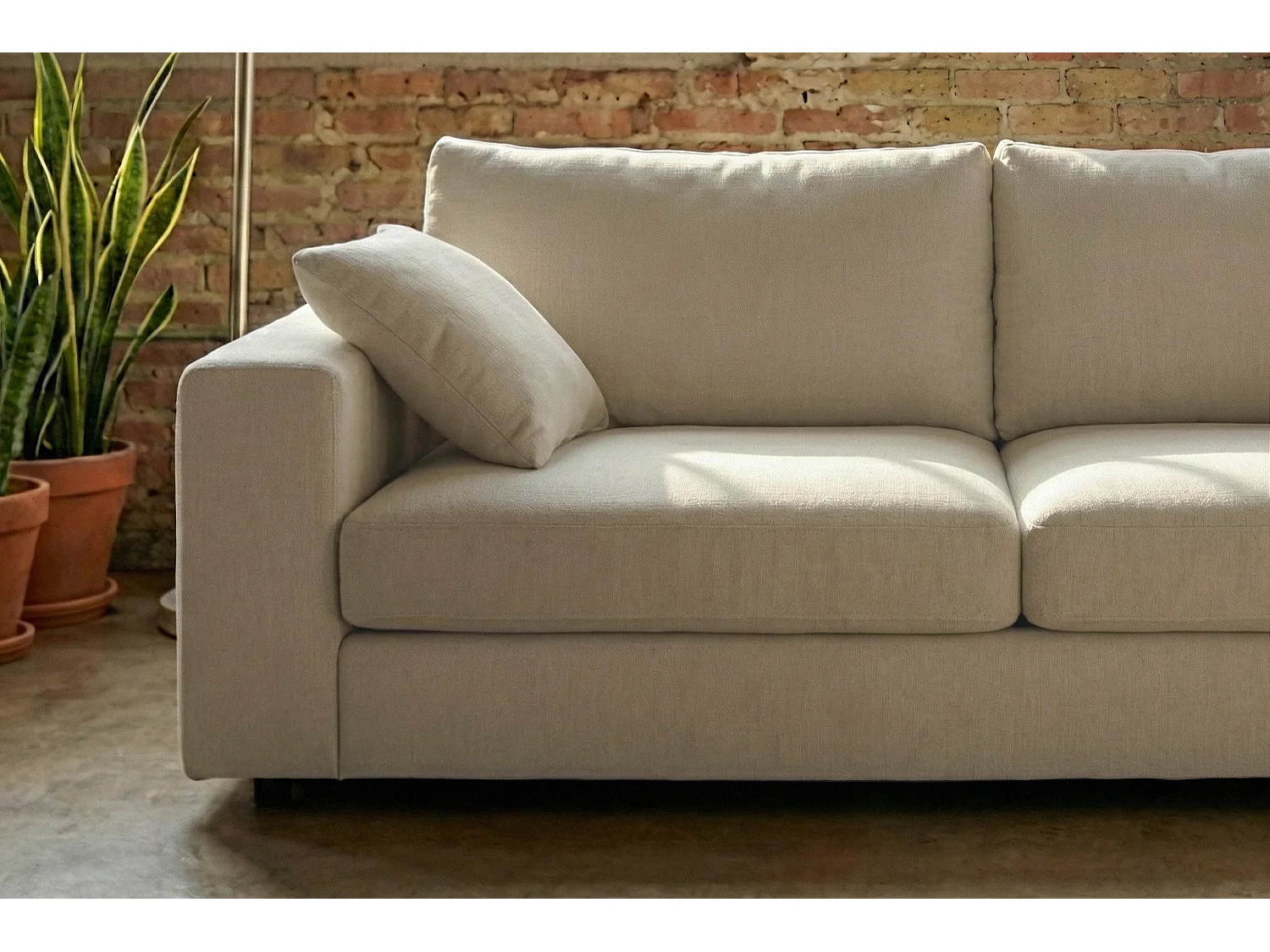 Sofa - Cremeweiß Flachgewebe - AMINA