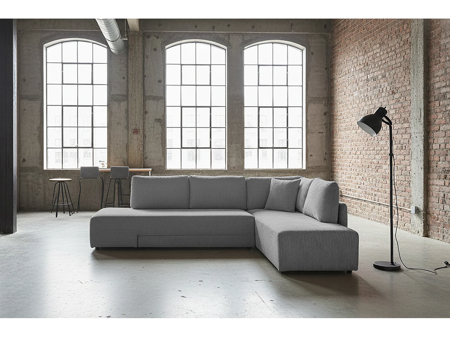 Schlafsofa - Grau Cord - SADIRA