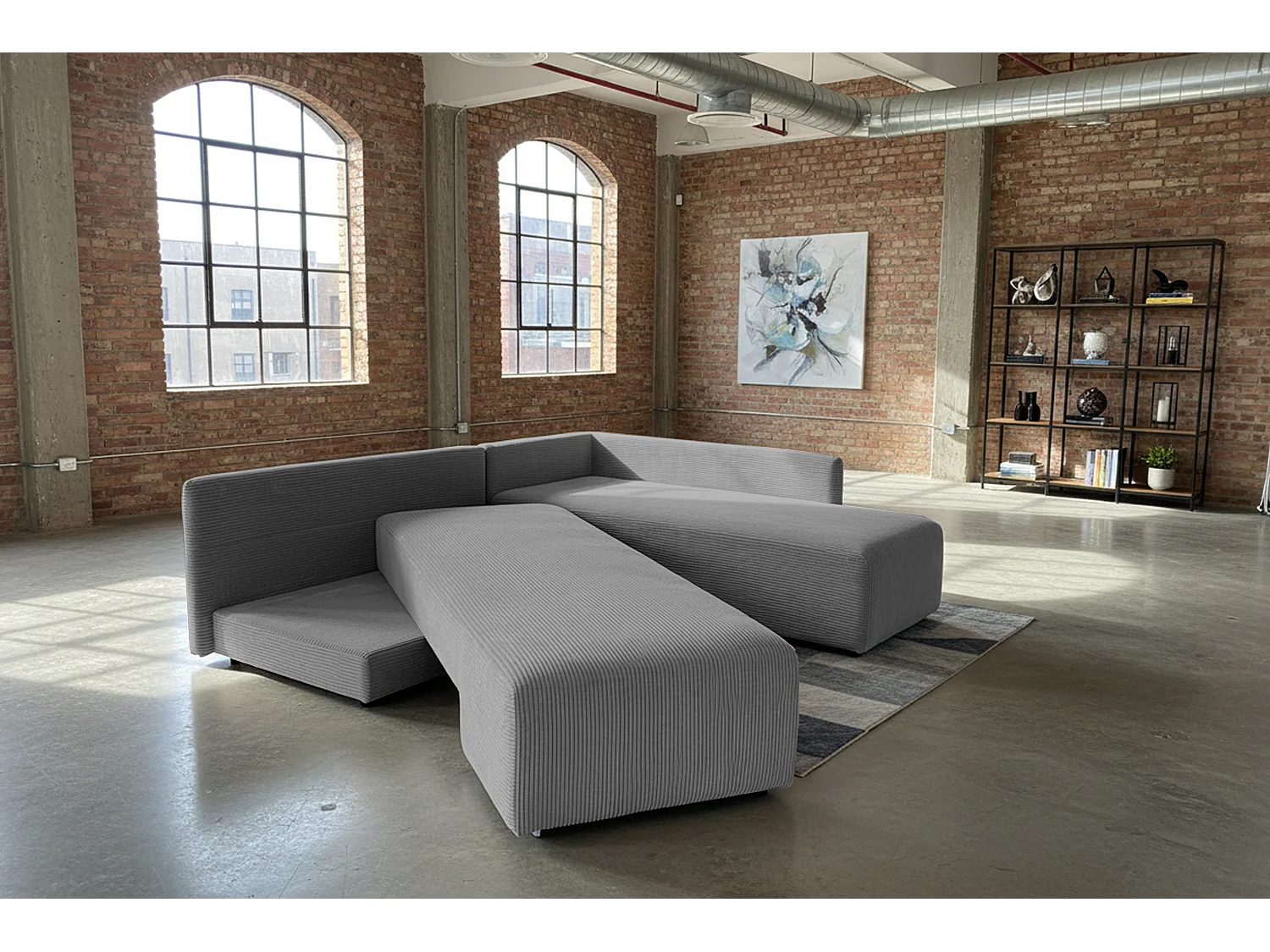 Schlafsofa - Grau Cord - SADIRA