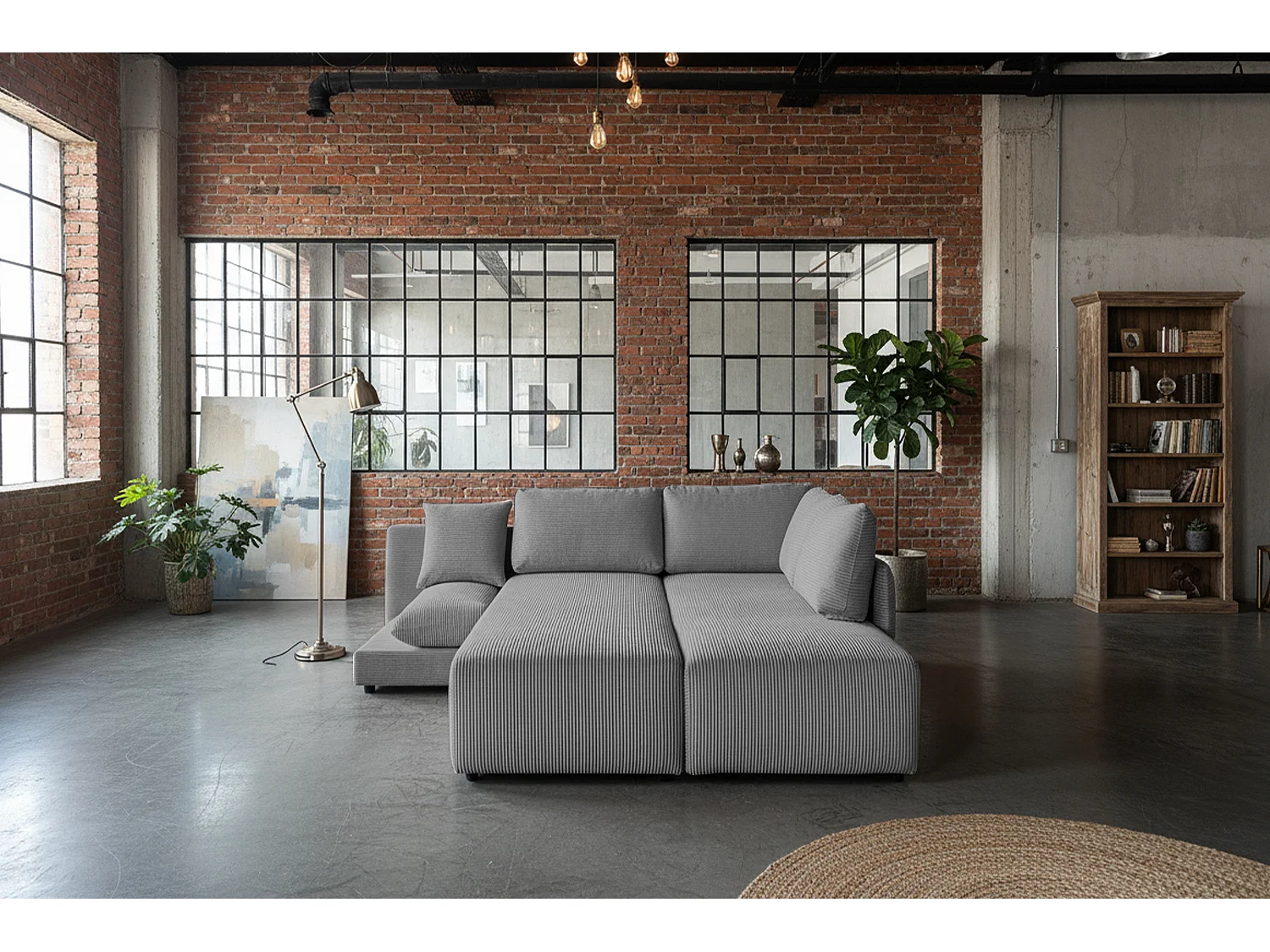 Schlafsofa - Grau Cord - SADIRA