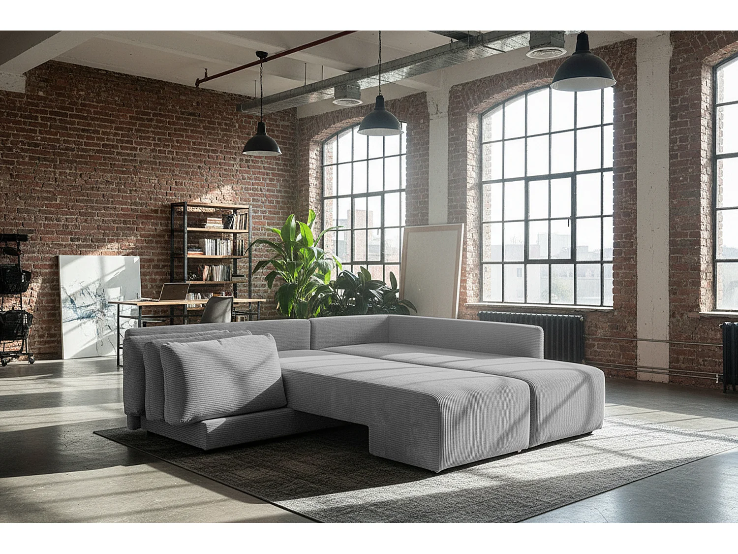 Schlafsofa - Grau Cord - SADIRA