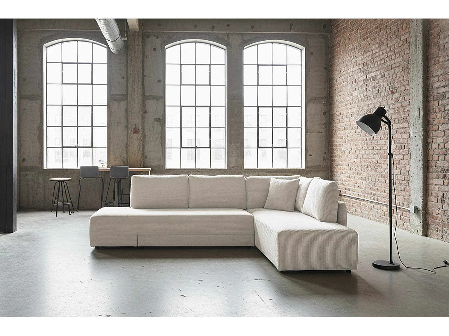 Schlafsofa - Cremeweiß Cord - SADIRA