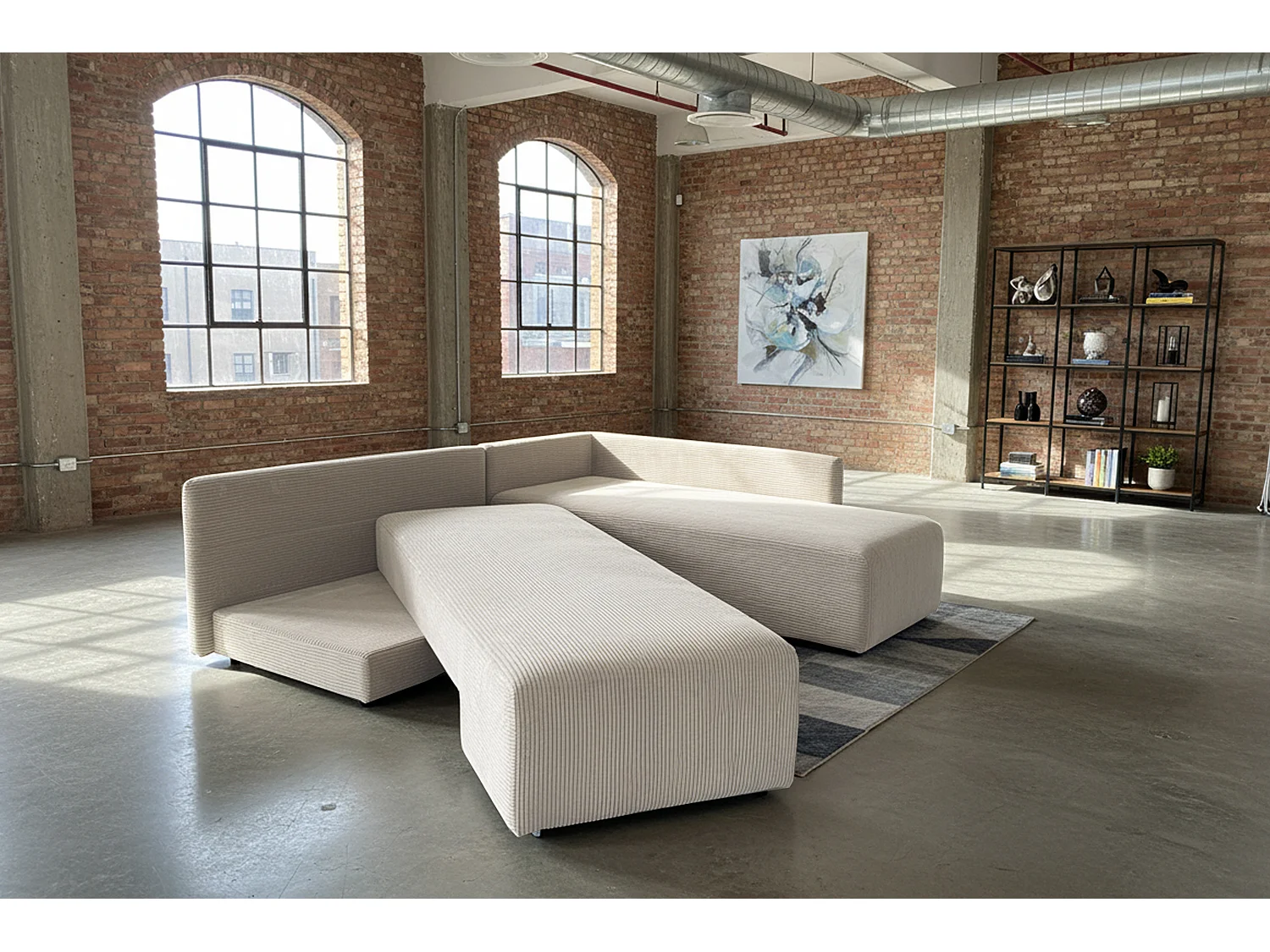 Schlafsofa - Cremeweiß Cord - SADIRA