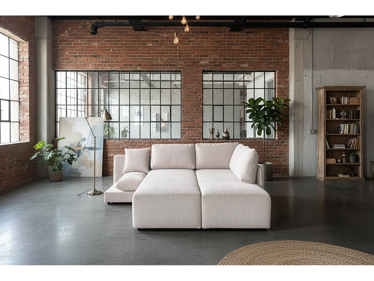 Schlafsofa - Cremeweiß Cord - SADIRA