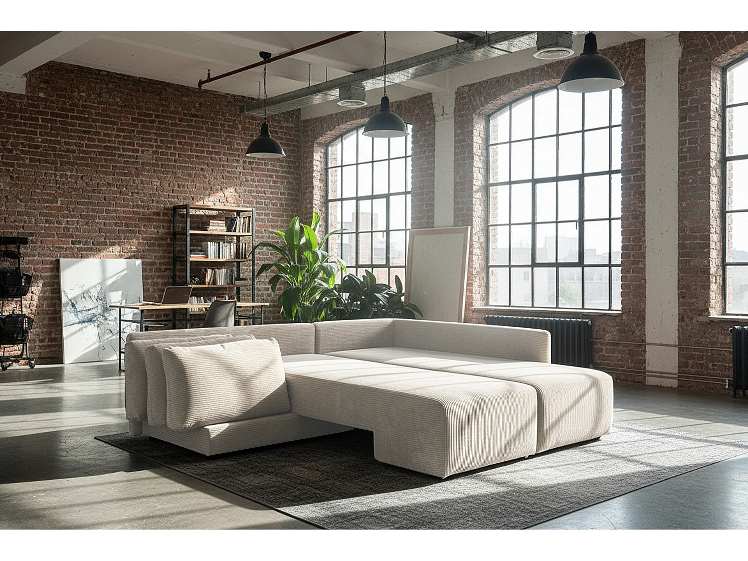 Schlafsofa - Cremeweiß Cord - SADIRA