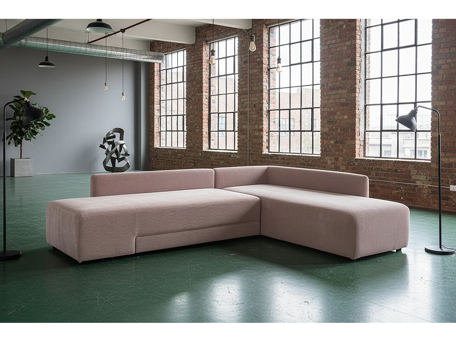 Schlafsofa - Taupe Cord - SADIRA