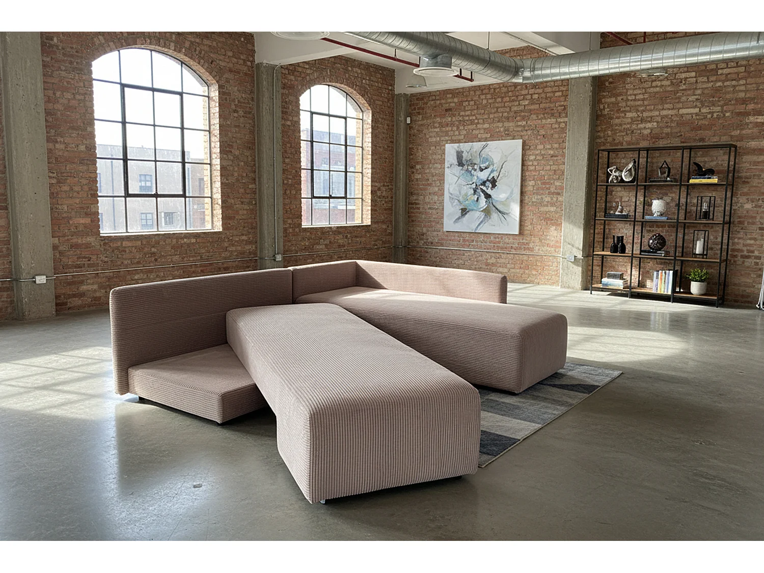 Schlafsofa - Taupe Cord - SADIRA