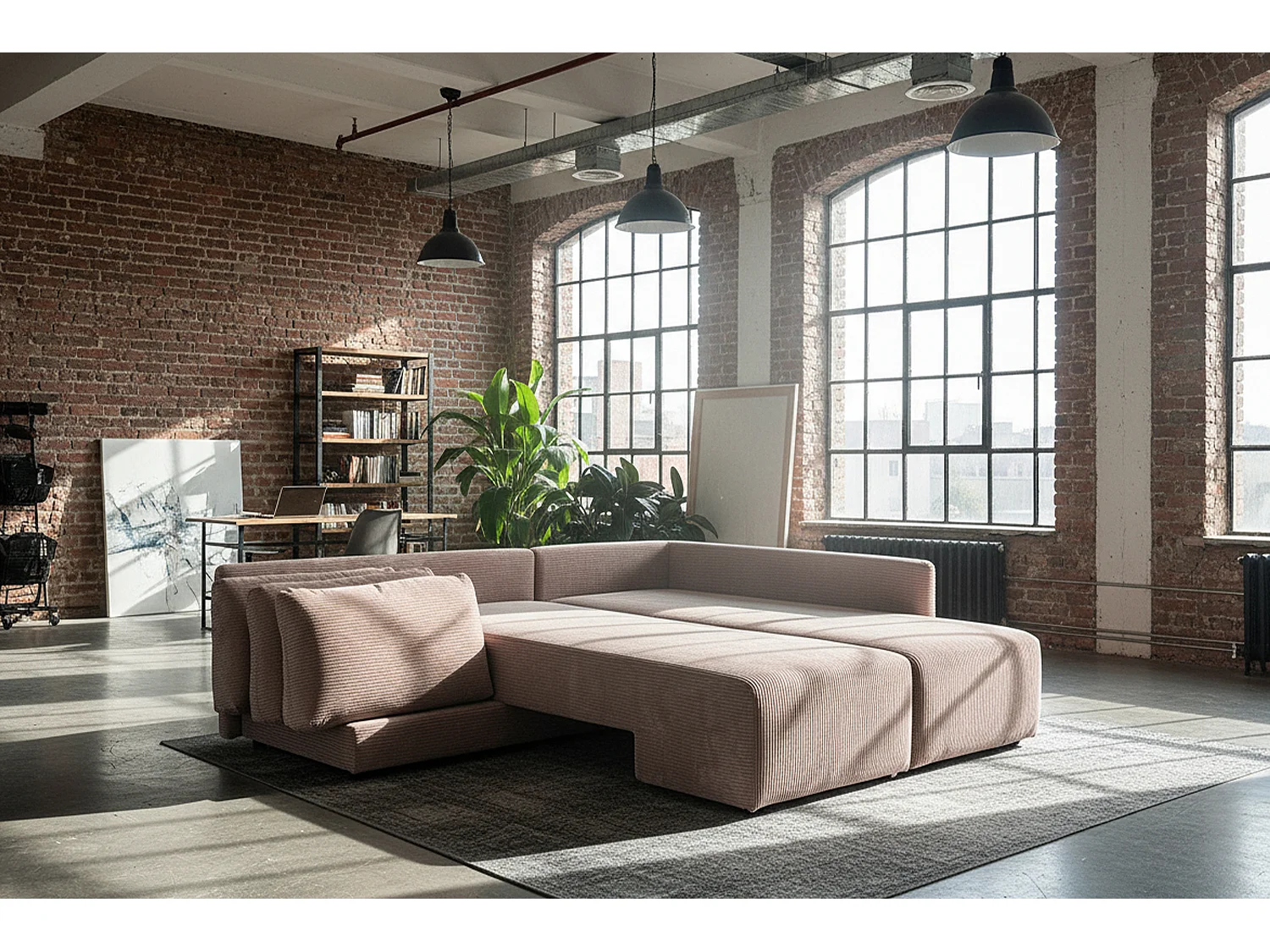 Schlafsofa - Taupe Cord - SADIRA