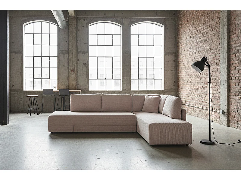 Schlafsofa - Taupe Cord - SADIRA