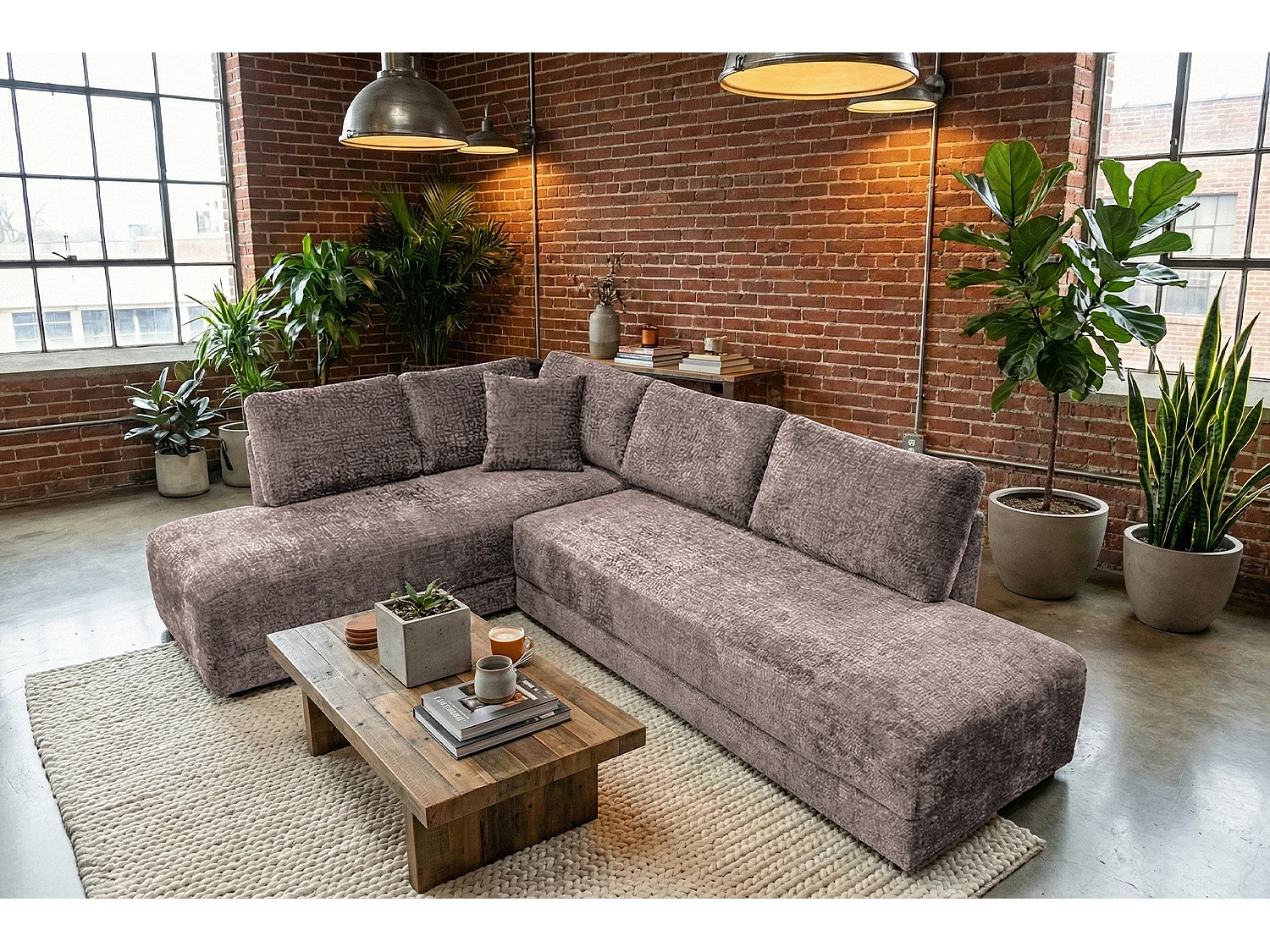 Schlafsofa - Taupe Flachgewebe - SADIRA