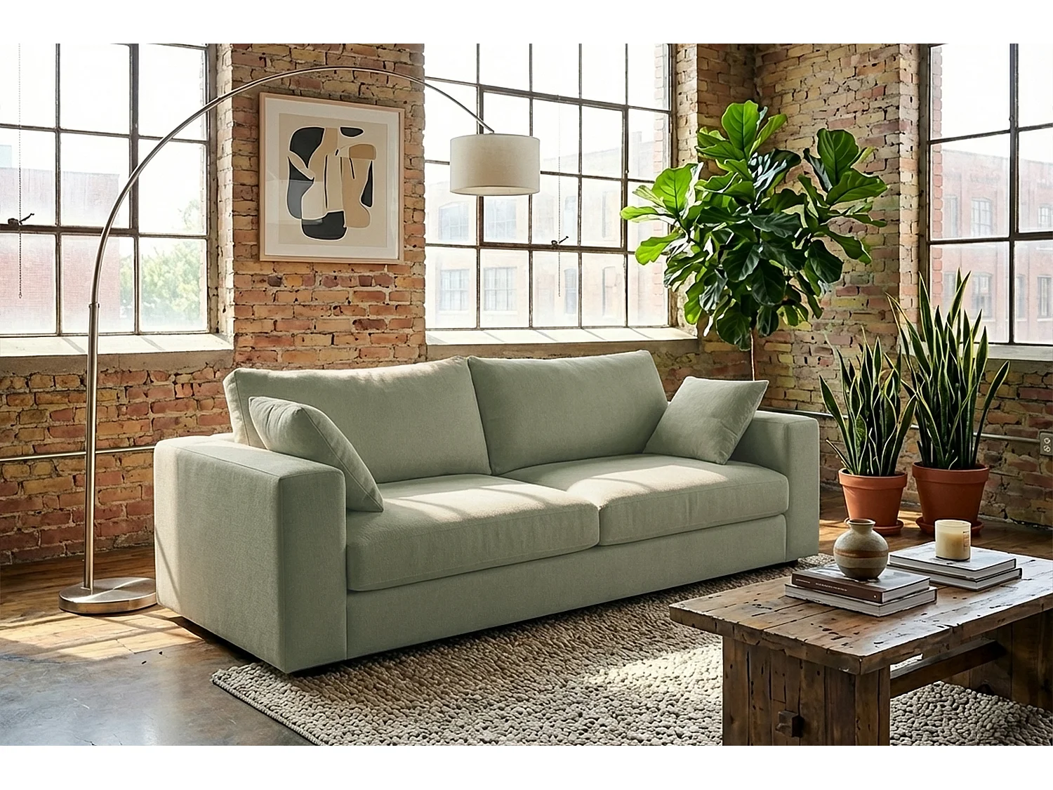 Sofa - Grün Flachgewebe - AMINA