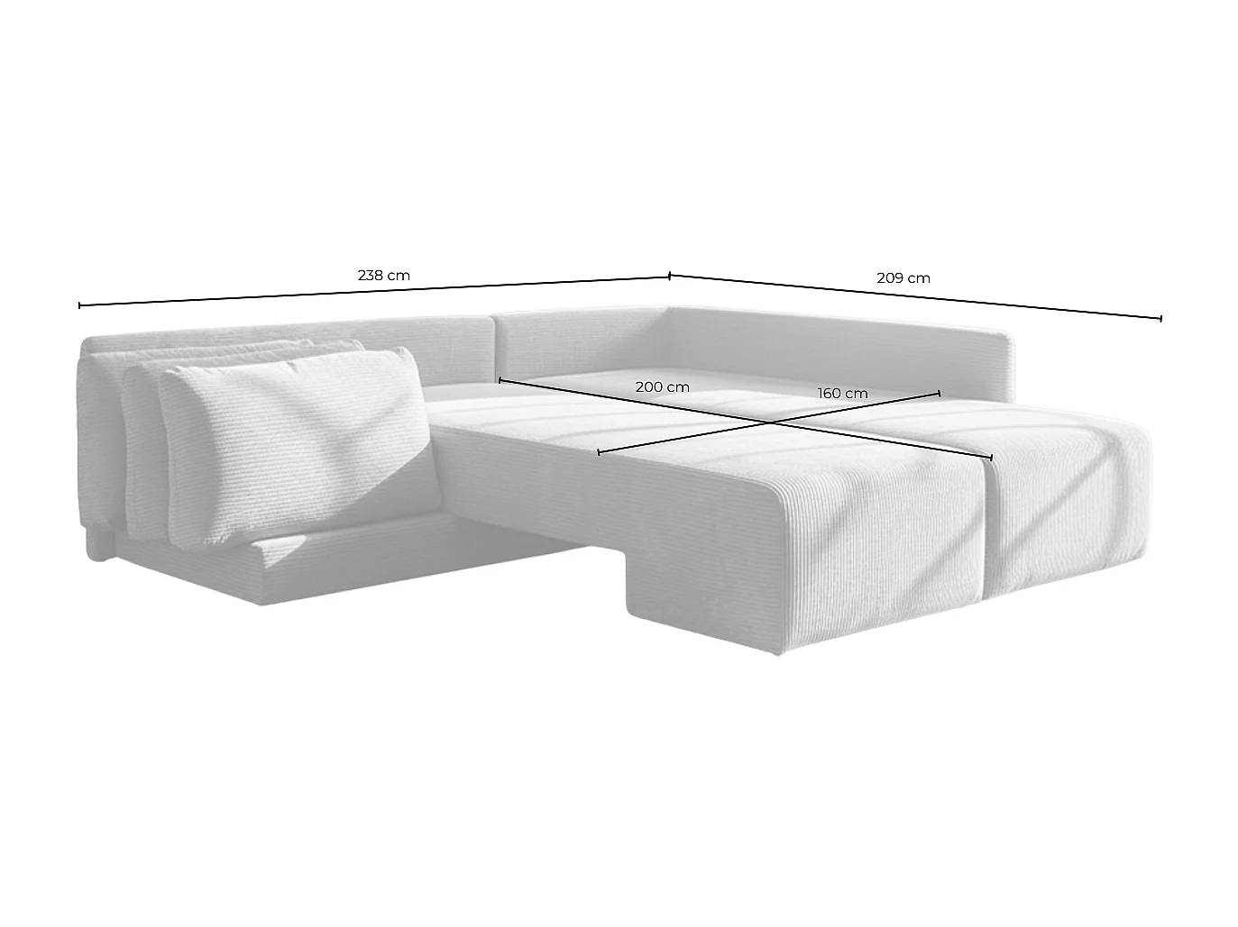 Schlafsofa - Grau Flachgewebe - SADIRA