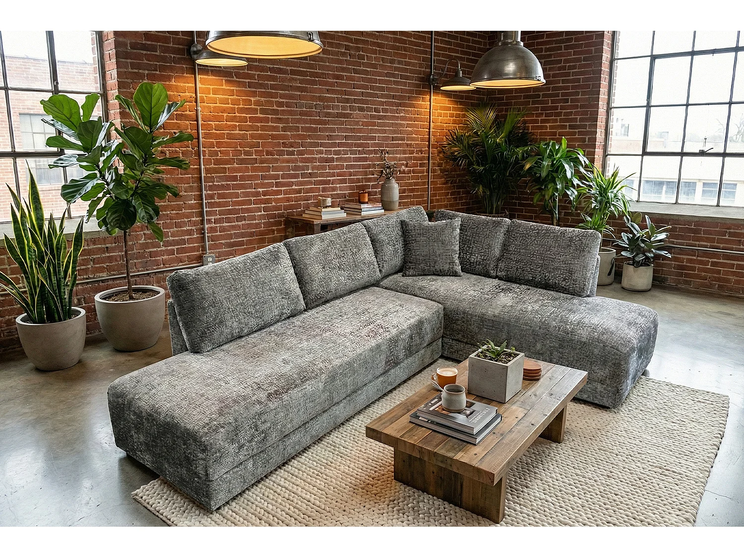 Schlafsofa - Grau Flachgewebe - SADIRA