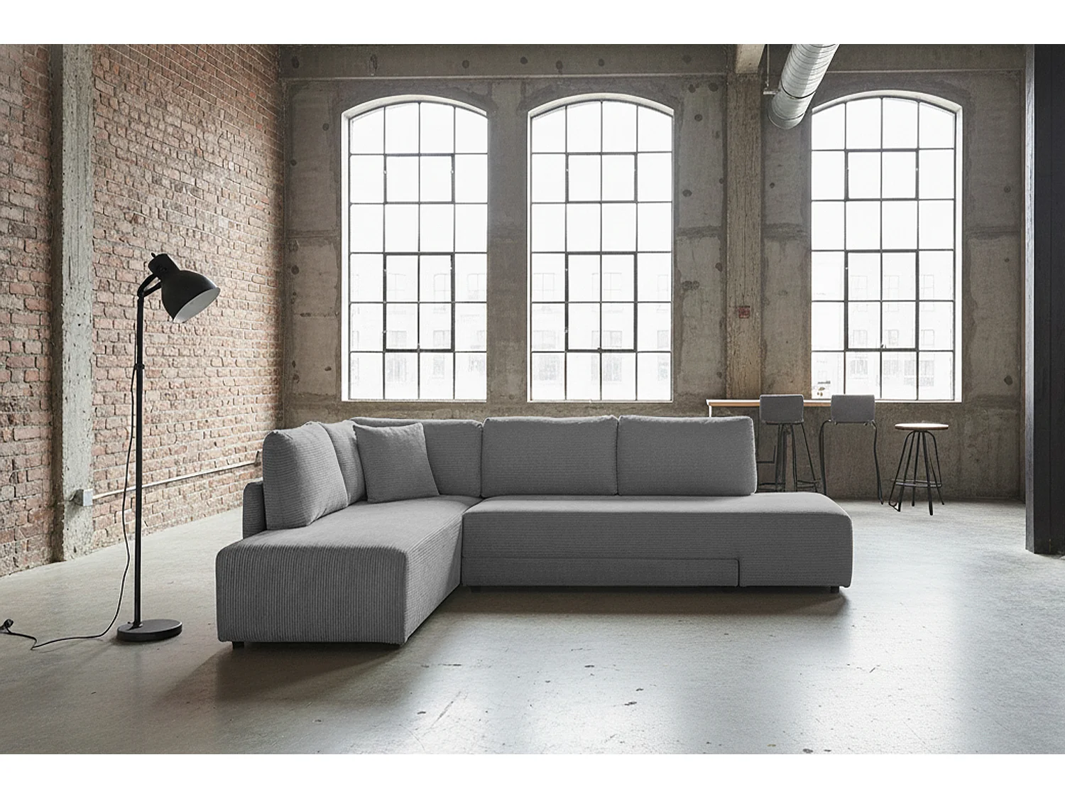 Schlafsofa - Grau Cord - SADIRA