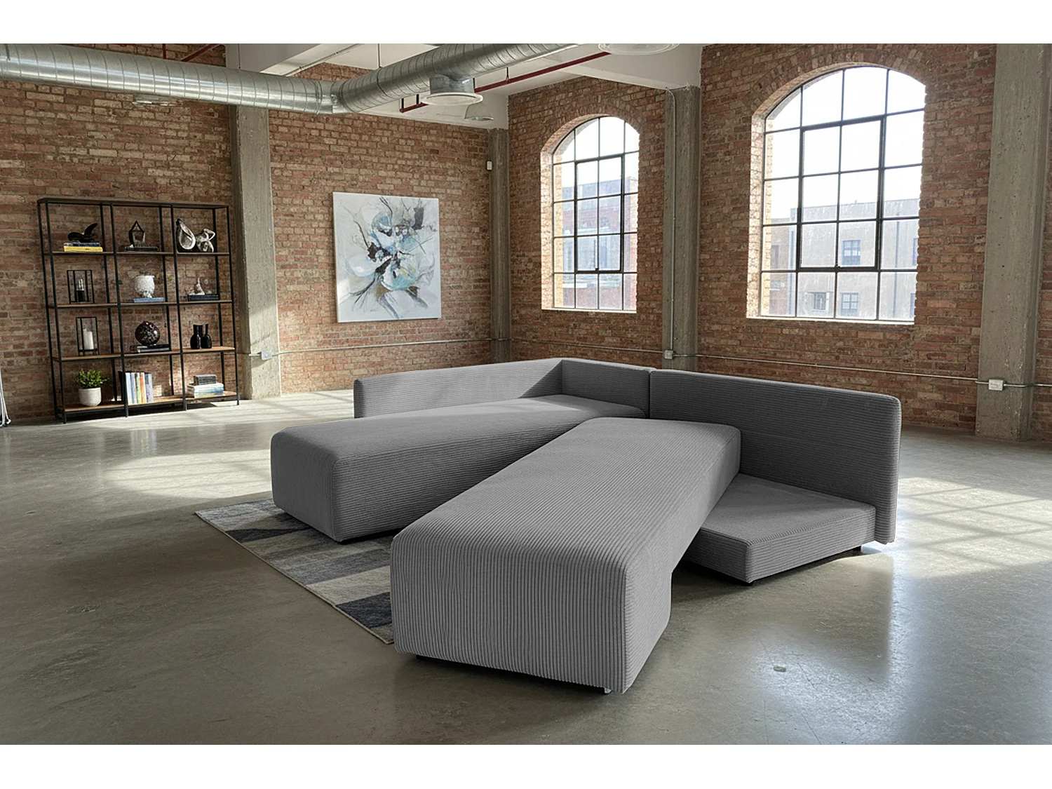 Schlafsofa - Grau Cord - SADIRA