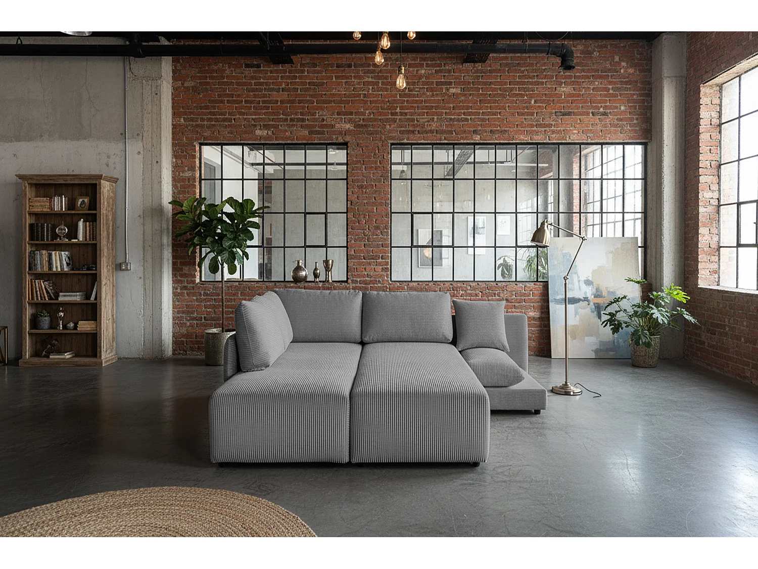 Schlafsofa - Grau Cord - SADIRA