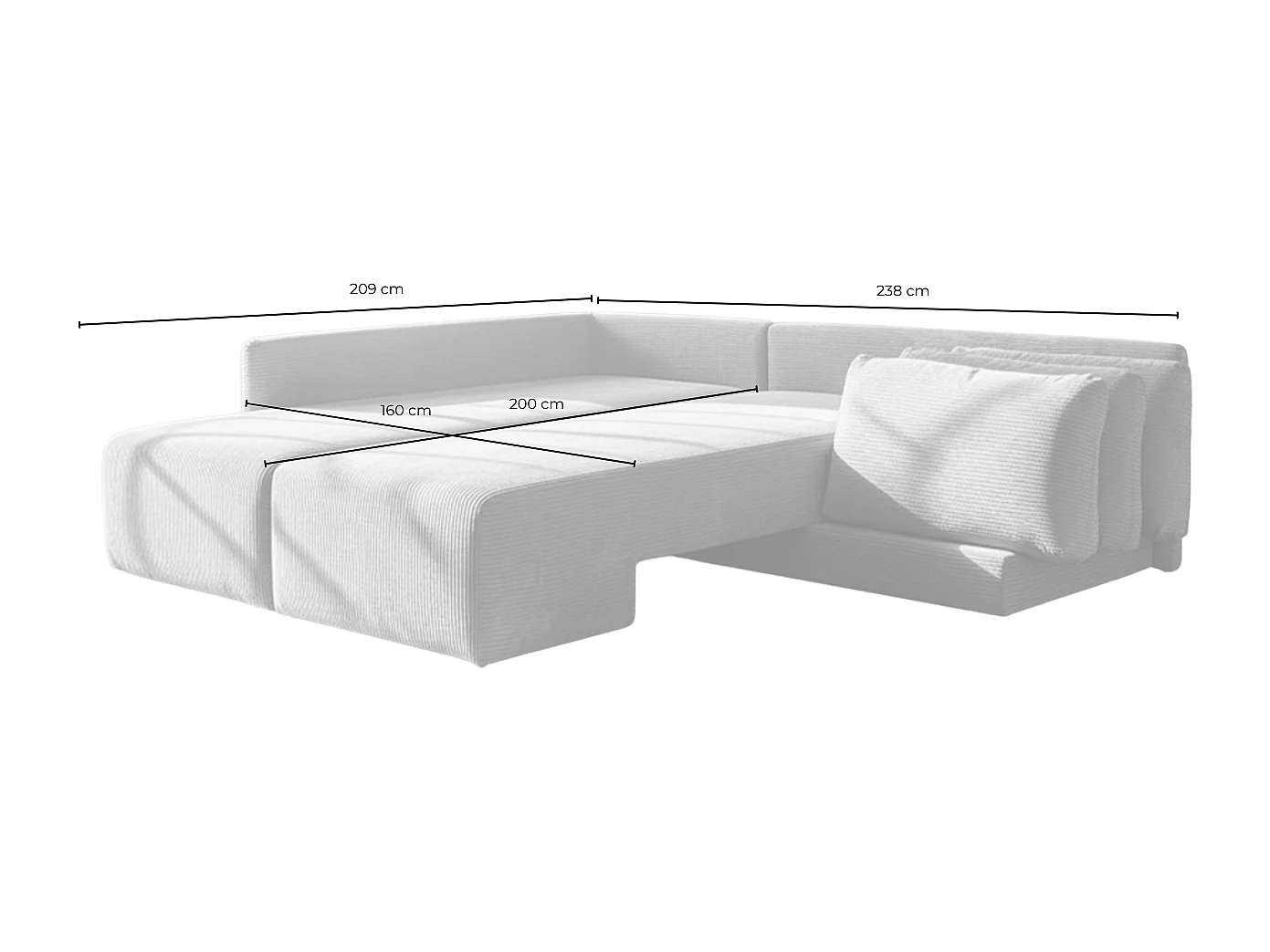 Sofá-cama - Gris Pana - SADIRA