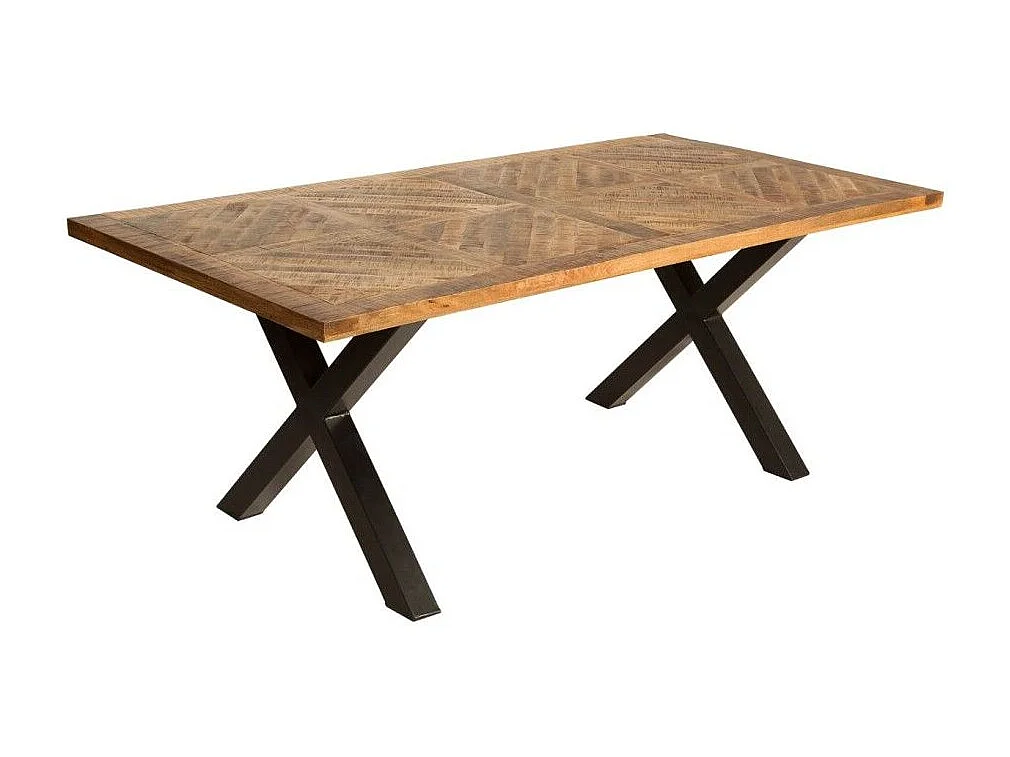 Table de salle à manger ZAREL 160 cm – Plateau en bois massif de manguier et métal noir