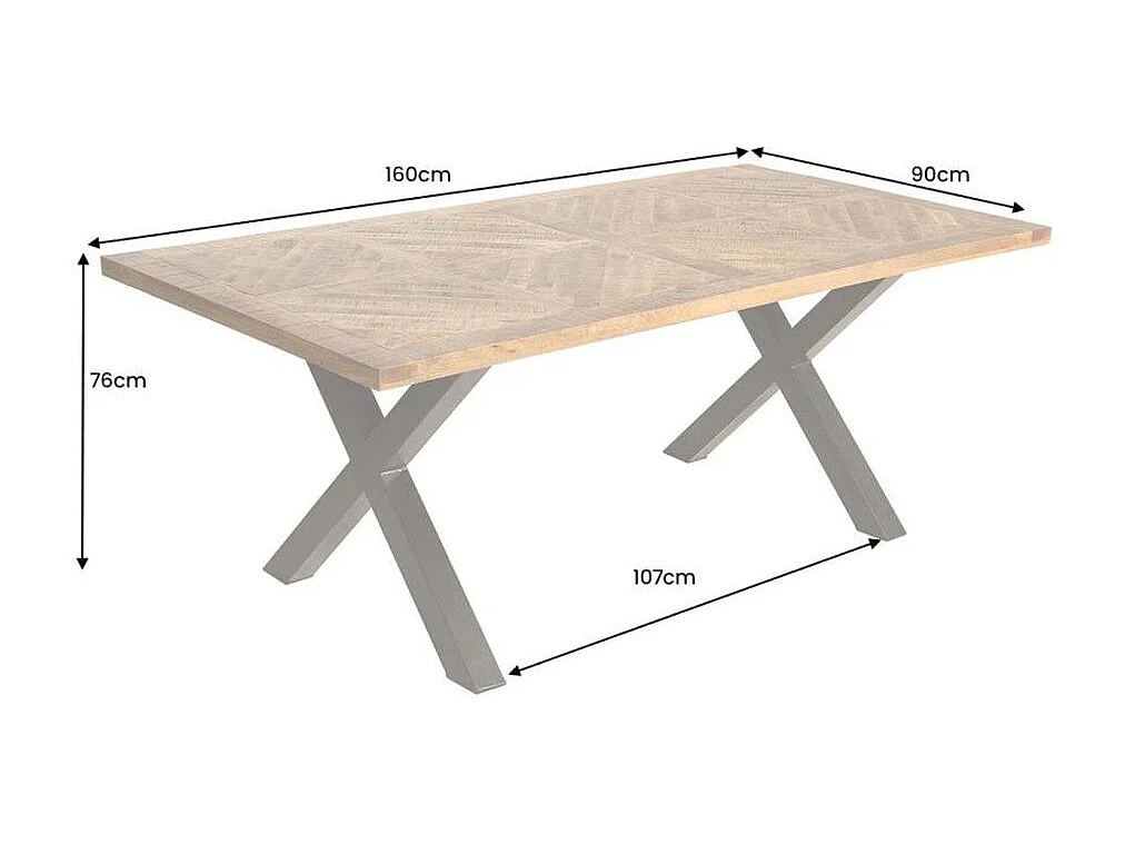 Table de salle à manger ZAREL 160 cm – Plateau en bois massif de manguier et métal noir