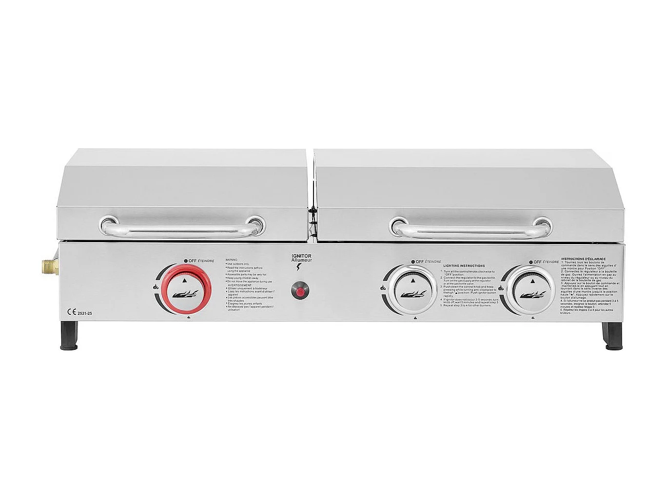 Plancha barbecue à gaz avec grille et plancha "Flamo" - 3 bruleurs - Gris