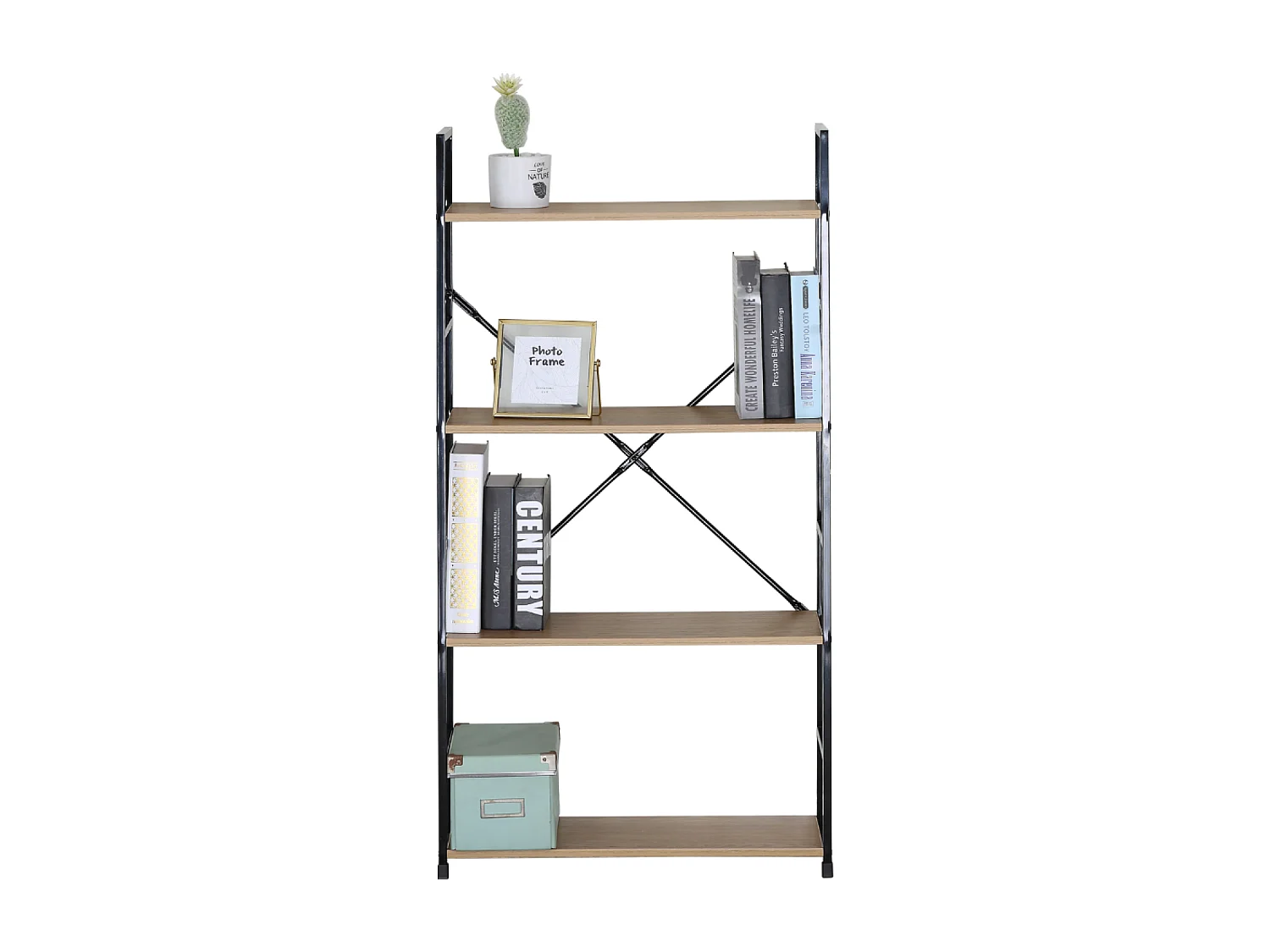Etagère 4 rangements 112 cm bois et noir TYDA