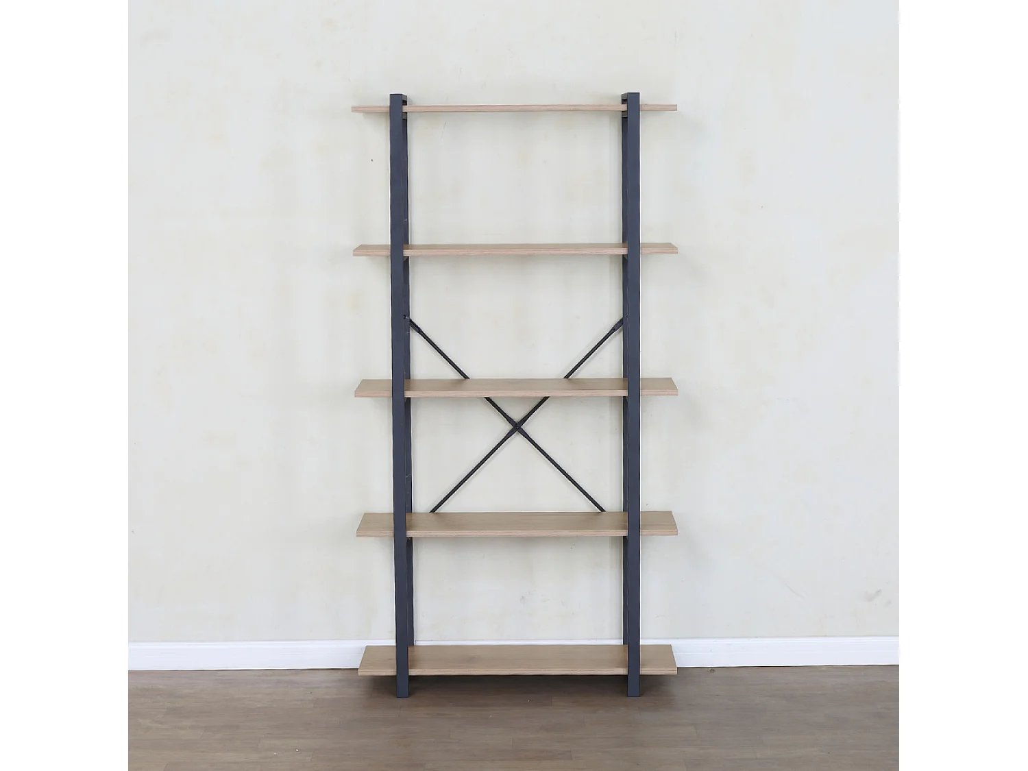 Etagère 5 rangements 150 cm bois et noir TYDO