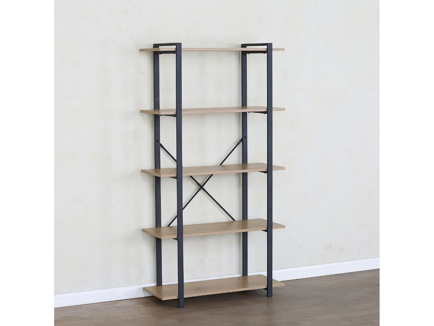 Etagère 5 rangements 150 cm bois et noir TYDO