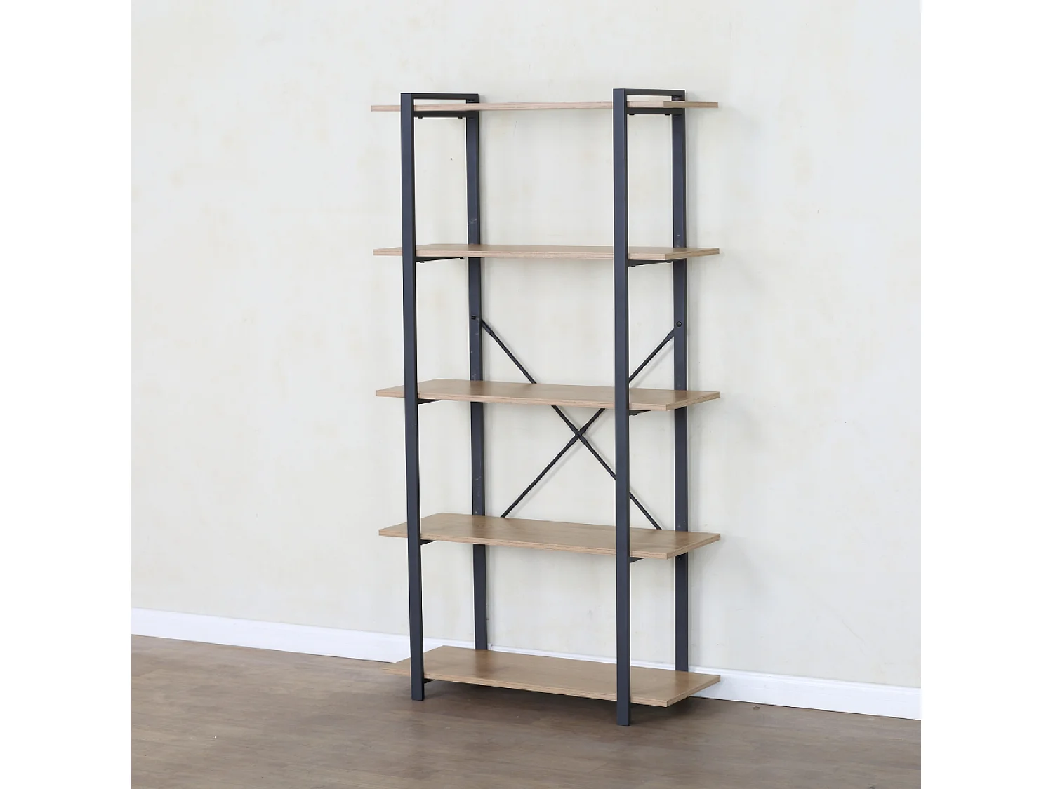 Etagère 5 rangements 150 cm bois et noir TYDO