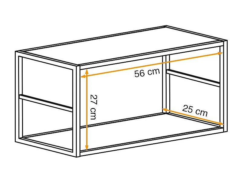 Scaffale SWITCH – 2 ripiani – Struttura in metallo nero opaco – Design minimalista