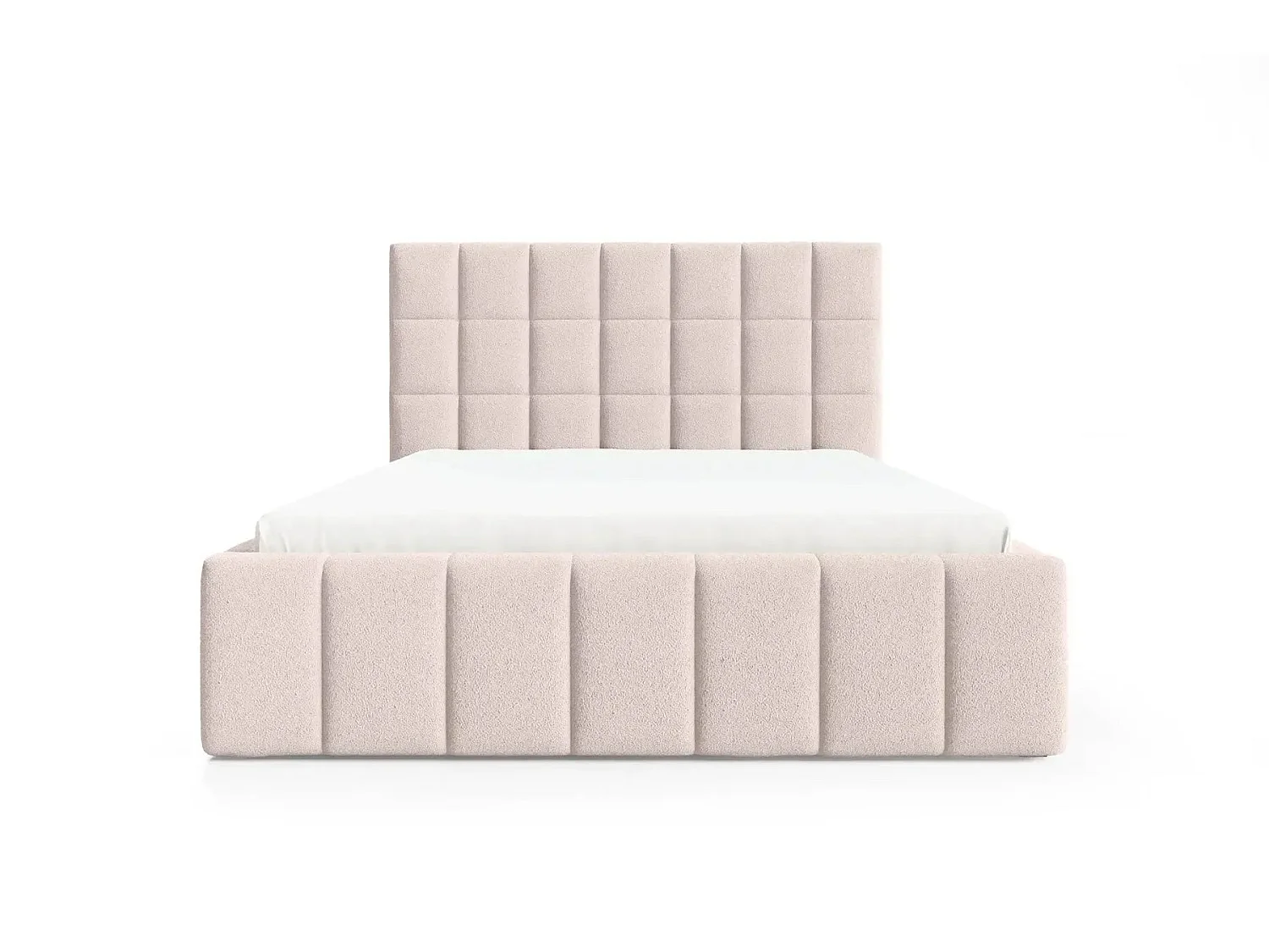 FLORENCE - Lit coffre tissu chenille 140x200cm - Rose