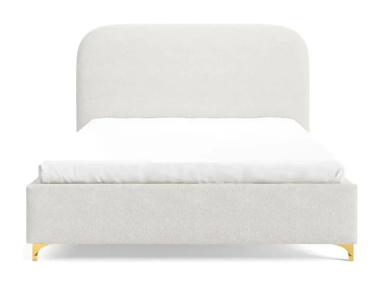 CHARLOTTE - Lit coffre tissu chenille 160x200cm - Blanc