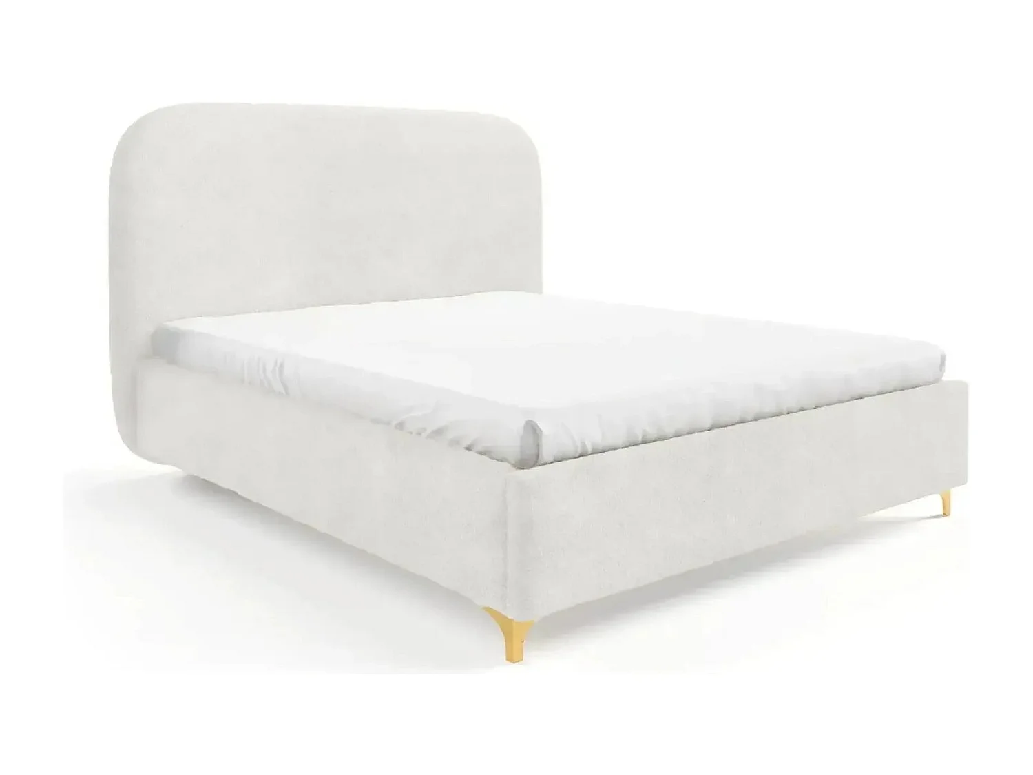 CHARLOTTE - Lit coffre tissu chenille 160x200cm - Blanc