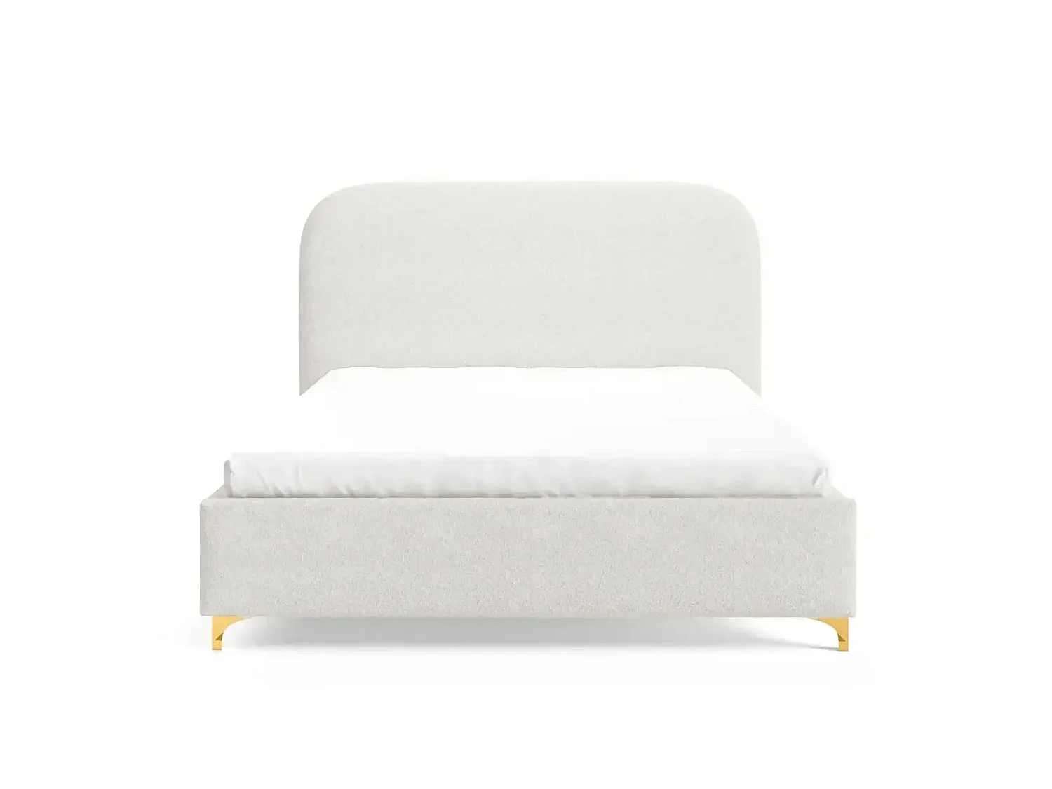 CHARLOTTE - Lit coffre tissu chenille 160x200cm Blanc