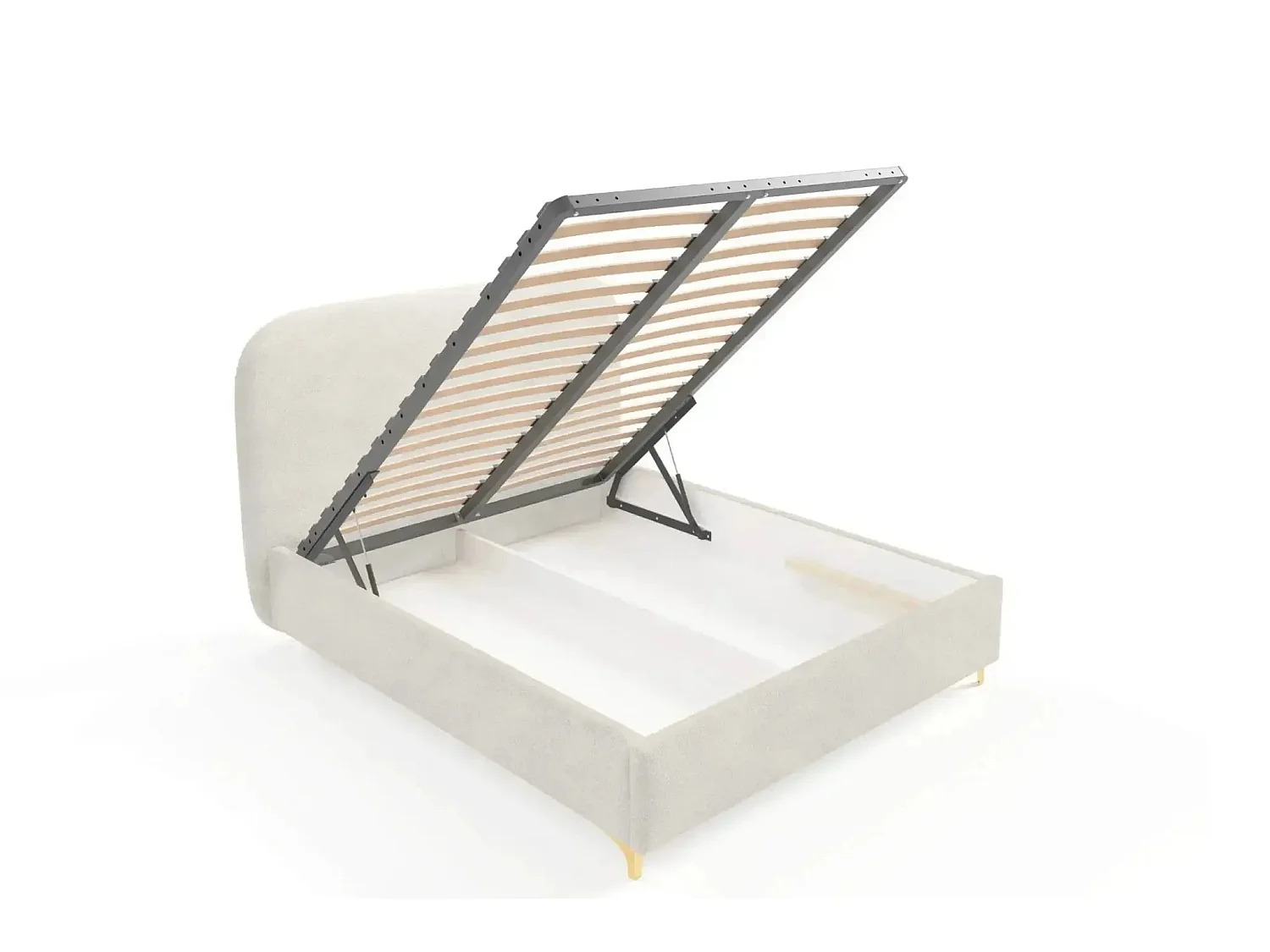 CHARLOTTE - Lit coffre tissu chenille 160x200cm Blanc