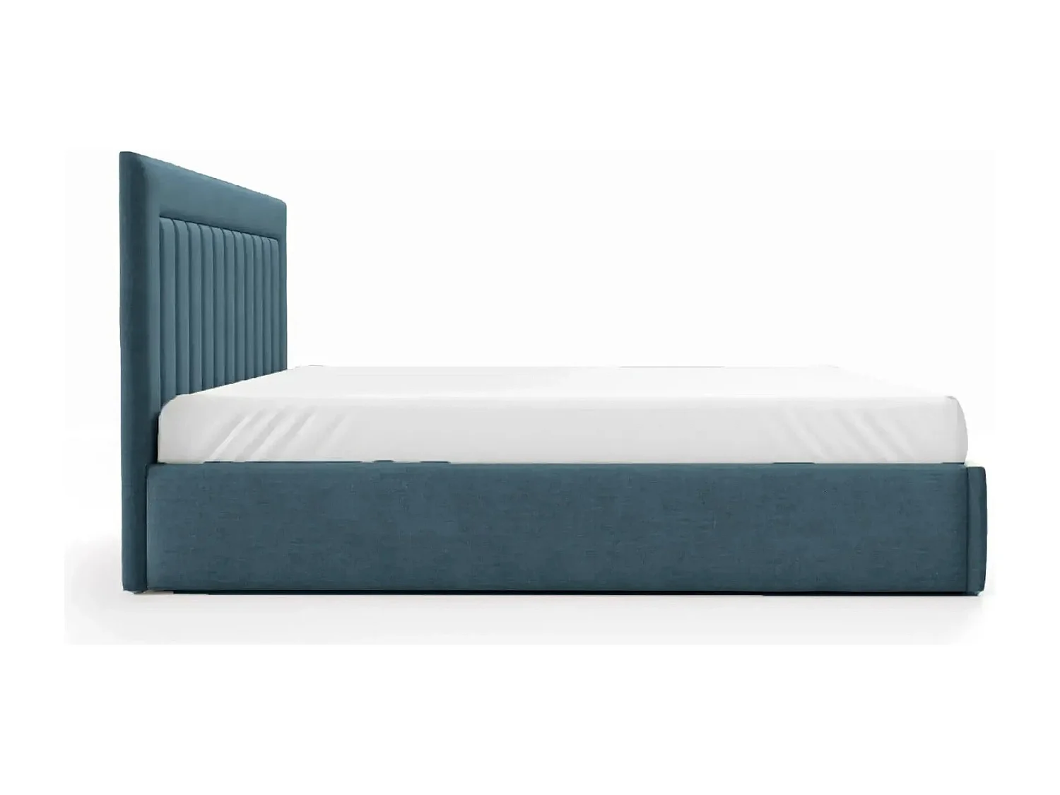CAMILLE - Lit coffre tissu velours 140x200cm - Bleu