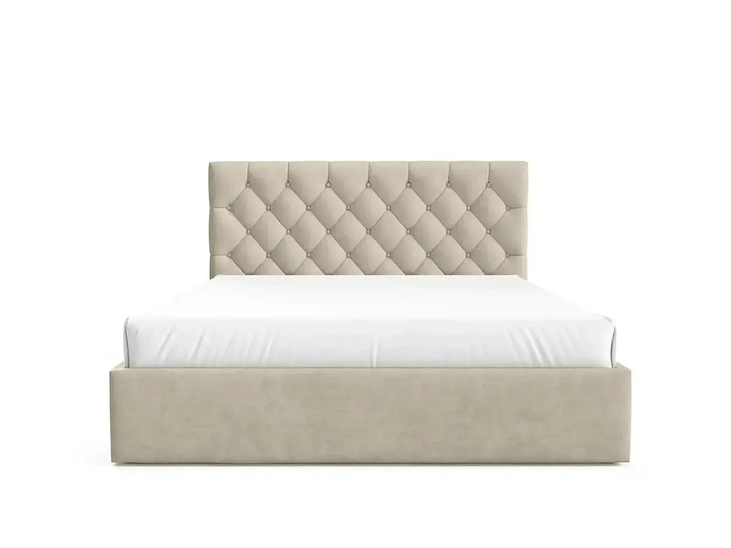 EMILE - Lit coffre tissu velours 140x200cm Beige