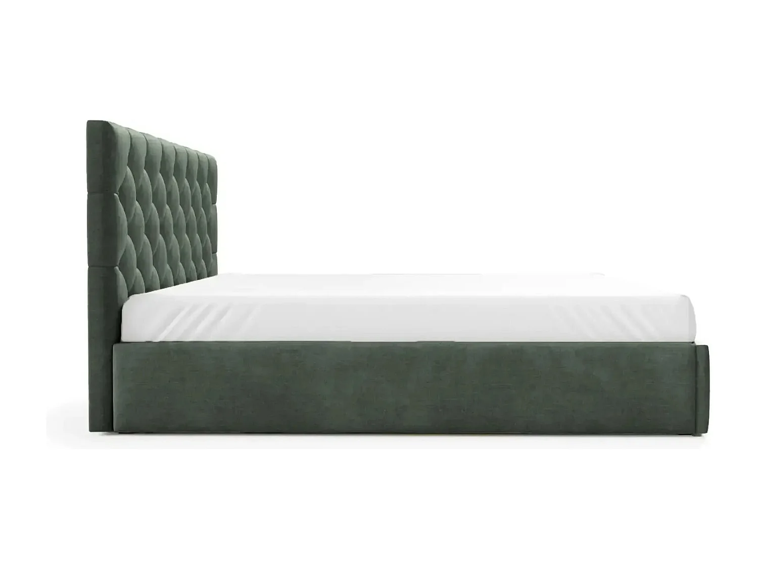 EMILE - Lit coffre tissu velours 160x200cm - Vert