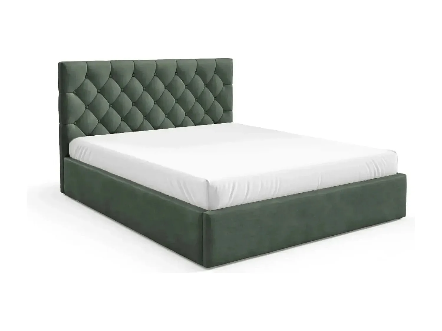 EMILE - Lit coffre tissu velours 160x200cm - Vert