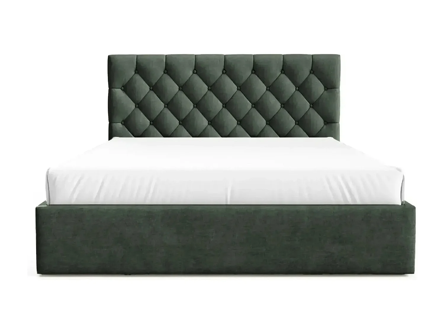 EMILE - Lit coffre tissu velours 160x200cm - Vert