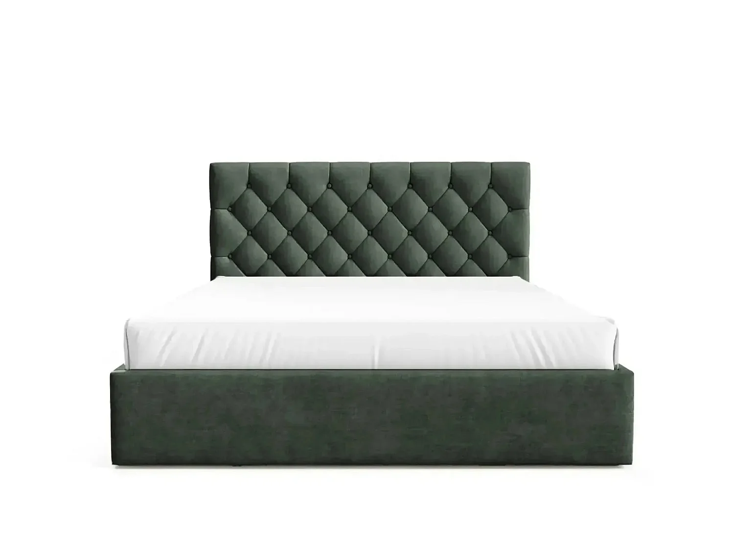 EMILE - Lit coffre tissu velours 160x200cm Vert