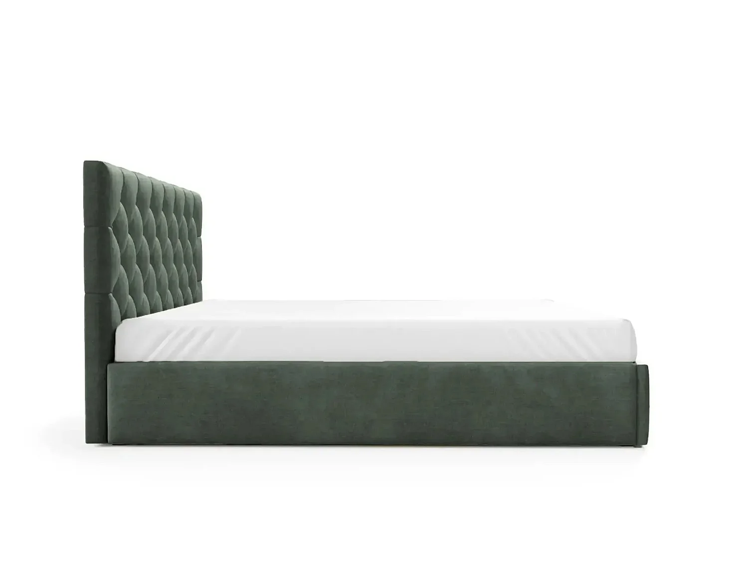 EMILE - Lit coffre tissu velours 160x200cm Vert