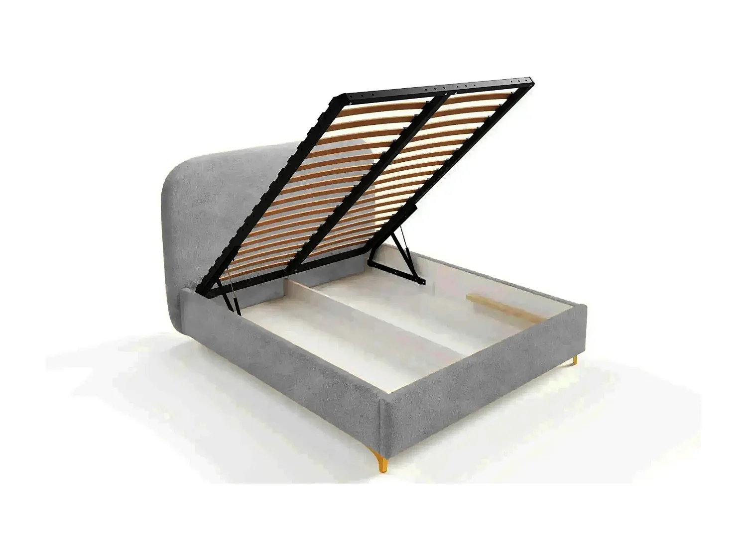 CHARLOTTE - Lit coffre tissu chenille 180x200cm - Gris foncé