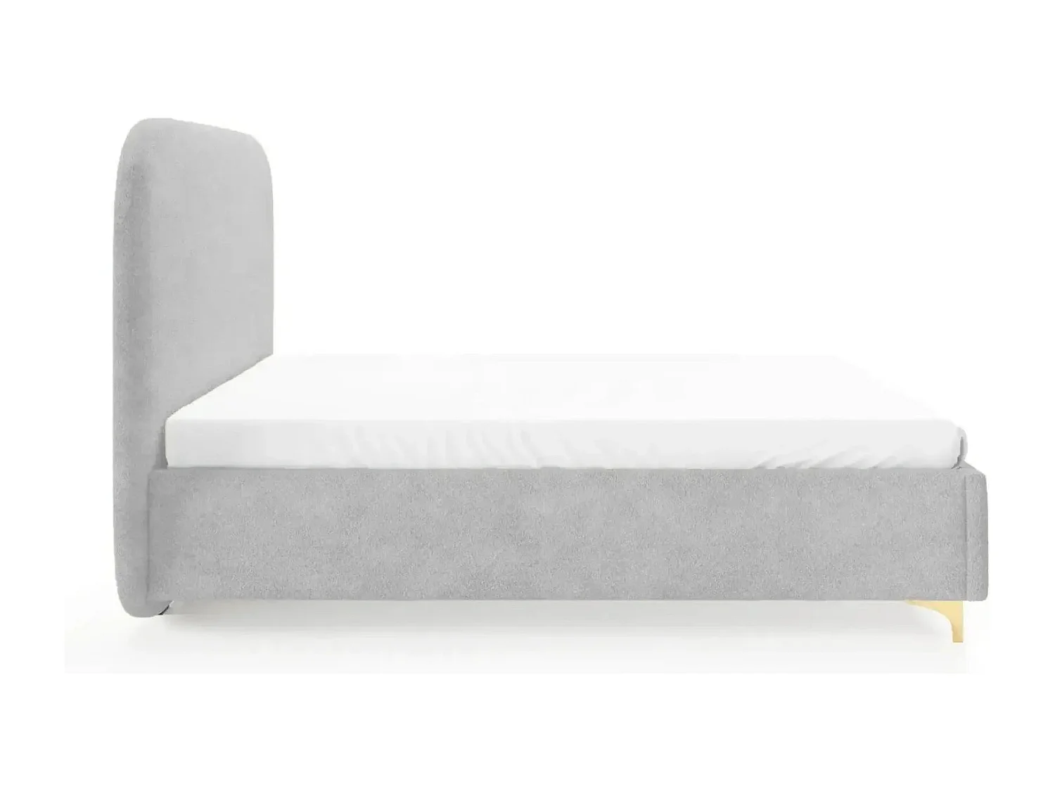 CHARLOTTE - Lit coffre tissu chenille 160x200cm - Gris clair