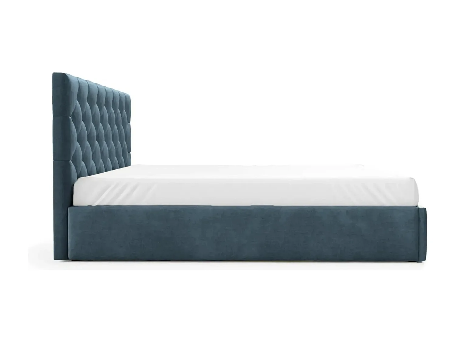 EMILE - Lit coffre tissu velours 160x200cm - Bleu