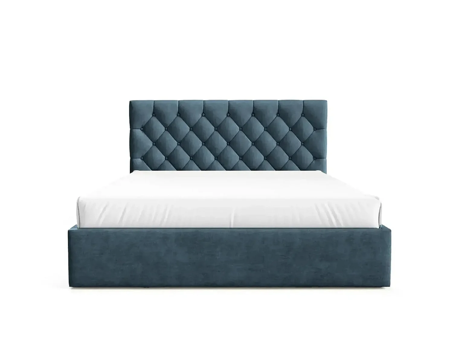 EMILE - Lit coffre tissu velours 160x200cm Bleu
